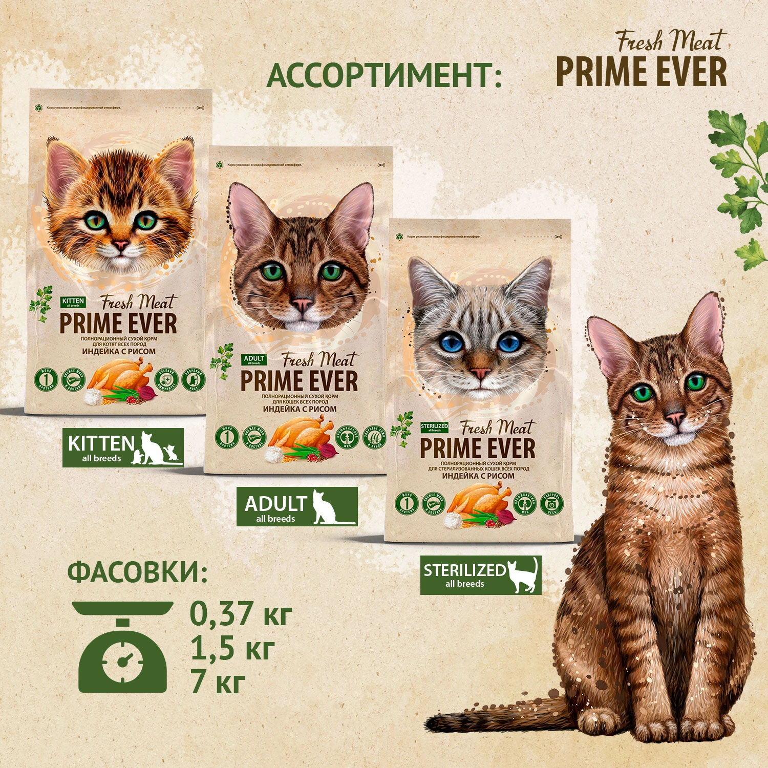 Prime Ever Fresh Meat Adult Cat Индейка с рисом полнорационный сухой корм  для кошек всех пород купить с доставкой по Москве и России —  интернет-зоомагазин Афина